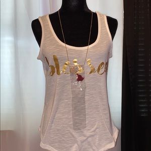 Off white Blessed tank with necklace